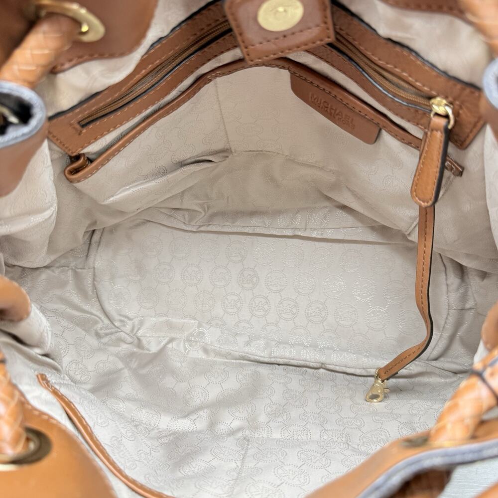 Michael Kors Brown Jet Set Marina Large Gathered Logo Tote Purse Shoulder Bag - Picture 7 of 13